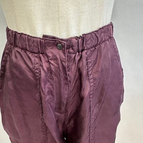 Babette SF satin burgundy wide leg ankle pant size Small Rayon elastic waist - Picture 8 of 16